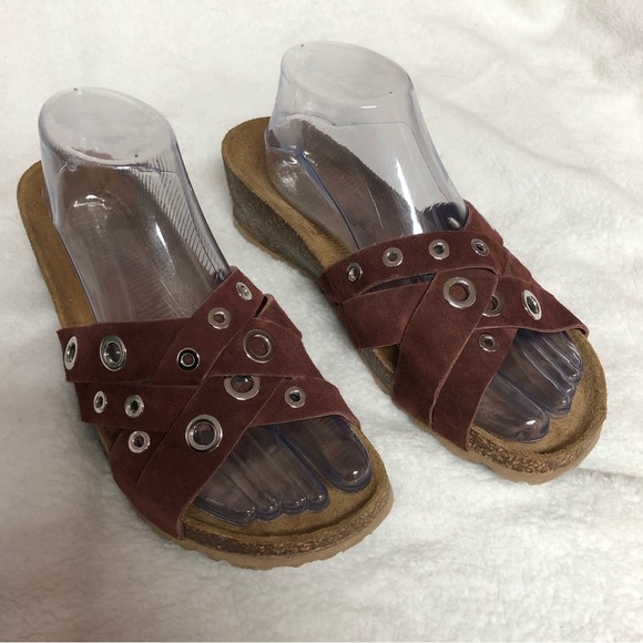 San Giorgio Wine Criss Cross Leather Strap Summer Sandals Size 9 - Picture 1 of 10